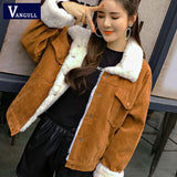 VANGULL Women Winter Jacket Thick Fur Lined Coats Parkas Fashion Faux Fur Lining Corduroy Bomber Jackets Cute Outwear 2019 New,