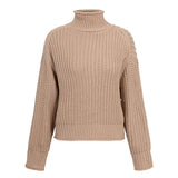 NLW Khaki Turtleneck Women Sweater Autumn Winter Long Sleeve  Jumper 2019 Knitted Loose Fashion Pullover Femme,