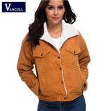 VANGULL Women Winter Jacket Thick Fur Lined Coats Parkas Fashion Faux Fur Lining Corduroy Bomber Jackets Cute Outwear 2019 New,